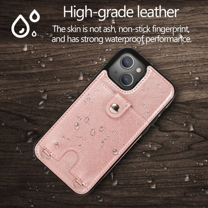 Shockproof PU Leather + TPU Protective Case with Card Slot & Lanyard For iPhone 13 Pro Max(Rose Gold)-garmade.com