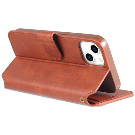AZNS Calf Texture Horizontal Flip Leather Case with Holder & Card Slots & Wallet & Photo Frame For iPhone 13 mini(Brown)-garmade.com