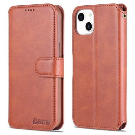 AZNS Calf Texture Horizontal Flip Leather Case with Holder & Card Slots & Wallet & Photo Frame For iPhone 13(Brown)-garmade.com