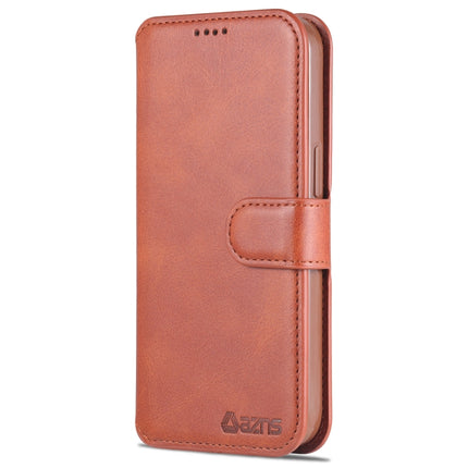 AZNS Calf Texture Horizontal Flip Leather Case with Holder & Card Slots & Wallet & Photo Frame For iPhone 13(Brown)-garmade.com