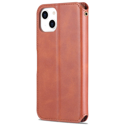 AZNS Calf Texture Horizontal Flip Leather Case with Holder & Card Slots & Wallet & Photo Frame For iPhone 13(Brown)-garmade.com