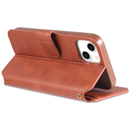 AZNS Calf Texture Horizontal Flip Leather Case with Holder & Card Slots & Wallet & Photo Frame For iPhone 13(Brown)-garmade.com