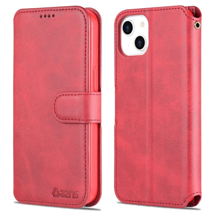 AZNS Calf Texture Horizontal Flip Leather Case with Holder & Card Slots & Wallet & Photo Frame For iPhone 13(Red)-garmade.com