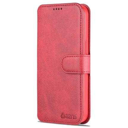 AZNS Calf Texture Horizontal Flip Leather Case with Holder & Card Slots & Wallet & Photo Frame For iPhone 13(Red)-garmade.com