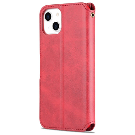 AZNS Calf Texture Horizontal Flip Leather Case with Holder & Card Slots & Wallet & Photo Frame For iPhone 13(Red)-garmade.com