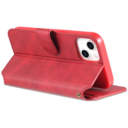 AZNS Calf Texture Horizontal Flip Leather Case with Holder & Card Slots & Wallet & Photo Frame For iPhone 13(Red)-garmade.com