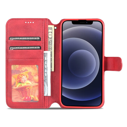 AZNS Calf Texture Horizontal Flip Leather Case with Holder & Card Slots & Wallet & Photo Frame For iPhone 13(Red)-garmade.com