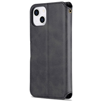 AZNS Calf Texture Horizontal Flip Leather Case with Holder & Card Slots & Wallet & Photo Frame For iPhone 13(Black)-garmade.com