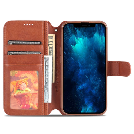 AZNS Calf Texture Horizontal Flip Leather Case with Holder & Card Slots & Wallet & Photo Frame For iPhone 13 Pro(Brown)-garmade.com