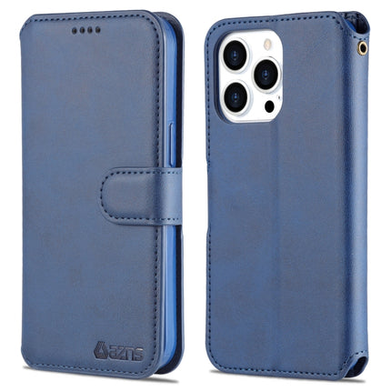 AZNS Calf Texture Horizontal Flip Leather Case with Holder & Card Slots & Wallet & Photo Frame For iPhone 13 Pro(Blue)-garmade.com