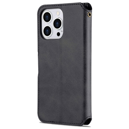 AZNS Calf Texture Horizontal Flip Leather Case with Holder & Card Slots & Wallet & Photo Frame For iPhone 13 Pro(Black)-garmade.com
