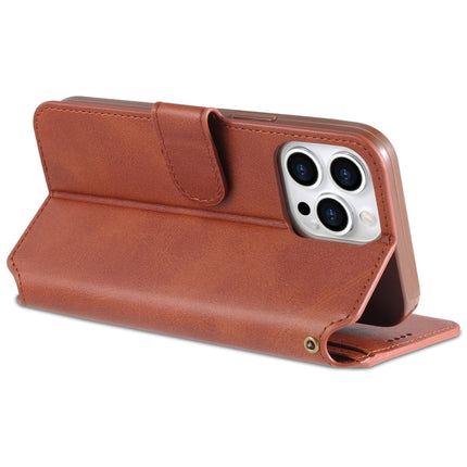 AZNS Calf Texture Horizontal Flip Leather Case with Holder & Card Slots & Wallet & Photo Frame For iPhone 13 Pro Max(Brown)-garmade.com