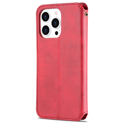 AZNS Calf Texture Horizontal Flip Leather Case with Holder & Card Slots & Wallet & Photo Frame For iPhone 13 Pro Max(Red)-garmade.com