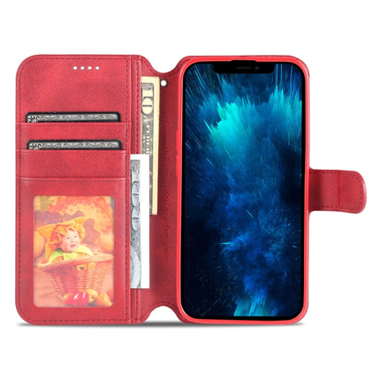 AZNS Calf Texture Horizontal Flip Leather Case with Holder & Card Slots & Wallet & Photo Frame For iPhone 13 Pro Max(Red)-garmade.com