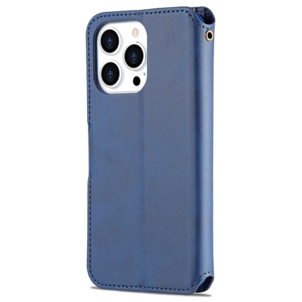 AZNS Calf Texture Horizontal Flip Leather Case with Holder & Card Slots & Wallet & Photo Frame For iPhone 13 Pro Max(Blue)-garmade.com
