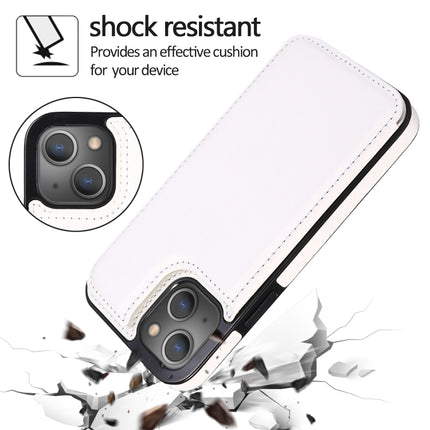 Double Buckle Shockproof PU Protective Case with Card Slots & Holder For iPhone 13(White)-garmade.com