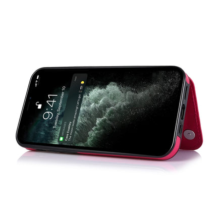 Double Buckle Shockproof PU Protective Case with Card Slots & Holder For iPhone 13(Rose Red)-garmade.com