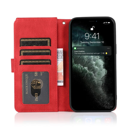 Skin-feel Crazy Horse Texture Zipper Wallet Bag Horizontal Flip Leather Case with Holder & Card Slots & Wallet & Lanyard For iPhone 13 mini(Red)-garmade.com