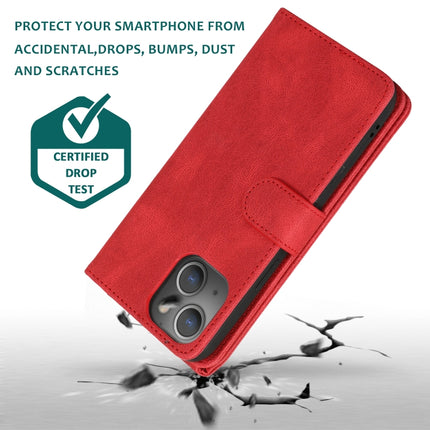 Skin-feel Crazy Horse Texture Zipper Wallet Bag Horizontal Flip Leather Case with Holder & Card Slots & Wallet & Lanyard For iPhone 13(Red)-garmade.com