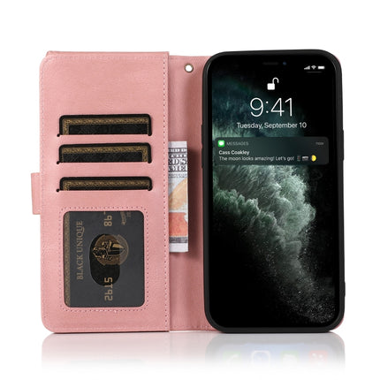 Skin-feel Crazy Horse Texture Zipper Wallet Bag Horizontal Flip Leather Case with Holder & Card Slots & Wallet & Lanyard For iPhone 13(Rose Gold)-garmade.com