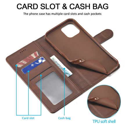 LC.IMEEKE Calf Texture Horizontal Flip Leather Case with Holder & Card Slots & Wallet For iPhone 13 mini(Brown)-garmade.com