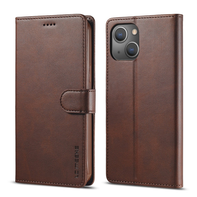 LC.IMEEKE Calf Texture Horizontal Flip Leather Case with Holder & Card Slots & Wallet For iPhone 13(Brown)-garmade.com