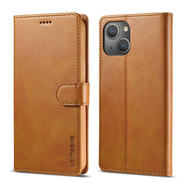 LC.IMEEKE Calf Texture Horizontal Flip Leather Case with Holder & Card Slots & Wallet For iPhone 13(Yellow)-garmade.com