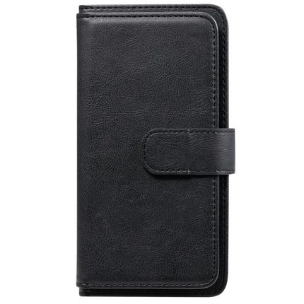 Multifunctional Magnetic Copper Buckle Horizontal Flip Solid Color Leather Case with 10 Card Slots & Wallet & Holder & Photo Frame For iPhone 13 mini(Black)-garmade.com