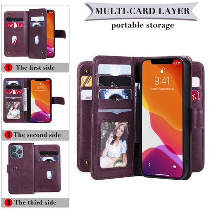 Multifunctional Magnetic Copper Buckle Horizontal Flip Solid Color Leather Case with 10 Card Slots & Wallet & Holder & Photo Frame For iPhone 13 Pro(Dark Green)-garmade.com