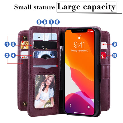 Multifunctional Magnetic Copper Buckle Horizontal Flip Solid Color Leather Case with 10 Card Slots & Wallet & Holder & Photo Frame For iPhone 13 Pro(Dark Green)-garmade.com