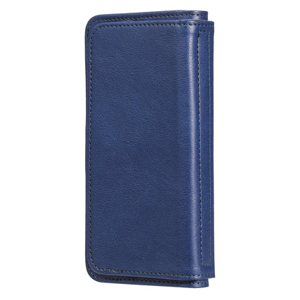 Multifunctional Magnetic Copper Buckle Horizontal Flip Solid Color Leather Case with 10 Card Slots & Wallet & Holder & Photo Frame For iPhone 13 Pro(Dark Blue)-garmade.com