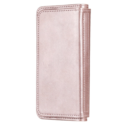 Multifunctional Magnetic Copper Buckle Horizontal Flip Solid Color Leather Case with 10 Card Slots & Wallet & Holder & Photo Frame For iPhone 13 Pro(Rose Gold)-garmade.com