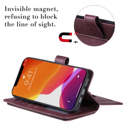 Multifunctional Magnetic Copper Buckle Horizontal Flip Solid Color Leather Case with 10 Card Slots & Wallet & Holder & Photo Frame For iPhone 13 Pro Max(Purple)-garmade.com