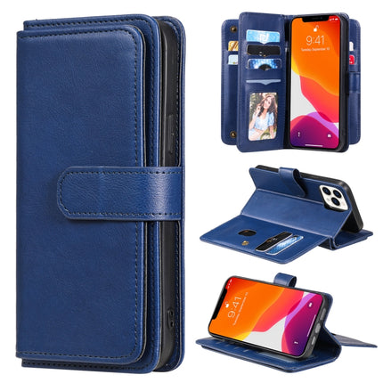 Multifunctional Magnetic Copper Buckle Horizontal Flip Solid Color Leather Case with 10 Card Slots & Wallet & Holder & Photo Frame For iPhone 13 Pro Max(Dark Blue)-garmade.com