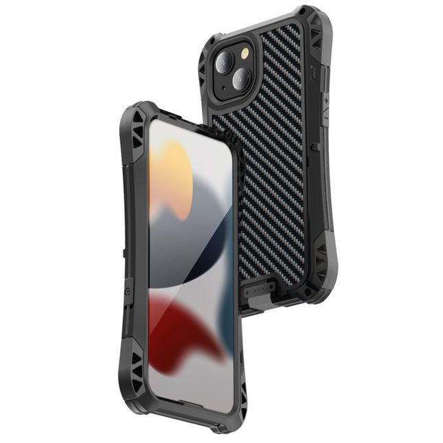 R-JUST AMIRA Shockproof Dustproof Waterproof Metal Protective Case For iPhone 13(Black)-garmade.com