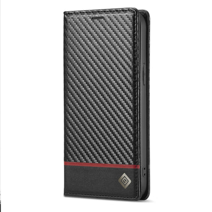 LC.IMEEKE Carbon Fiber PU + TPU Horizontal Flip Leather Case with Holder & Card Slot & Wallet For iPhone 13 mini(Horizontal Black)-garmade.com