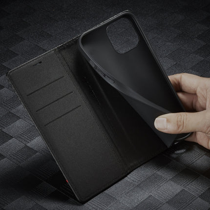 LC.IMEEKE Carbon Fiber PU + TPU Horizontal Flip Leather Case with Holder & Card Slot & Wallet For iPhone 13 mini(Vertical Black)-garmade.com