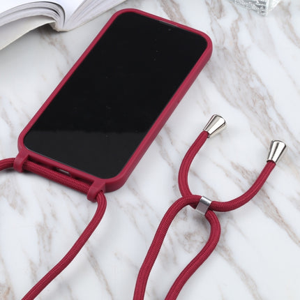 Candy Colors TPU Protective Case with Lanyard For iPhone 13 mini(Red)-garmade.com