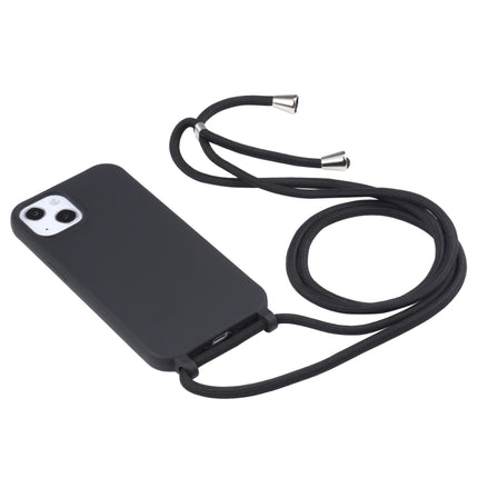 Candy Colors TPU Protective Case with Lanyard For iPhone 13 mini(Black)-garmade.com