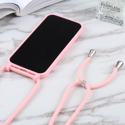 Candy Colors TPU Protective Case with Lanyard For iPhone 13 mini(Pink)-garmade.com