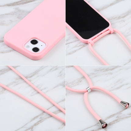 Candy Colors TPU Protective Case with Lanyard For iPhone 13 mini(Pink)-garmade.com