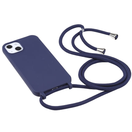 Candy Colors TPU Protective Case with Lanyard For iPhone 13 mini(Dark Blue)-garmade.com