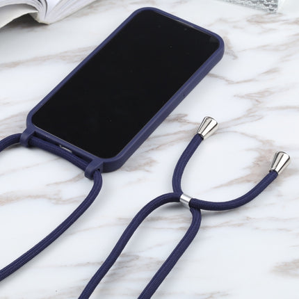 Candy Colors TPU Protective Case with Lanyard For iPhone 13 mini(Dark Blue)-garmade.com