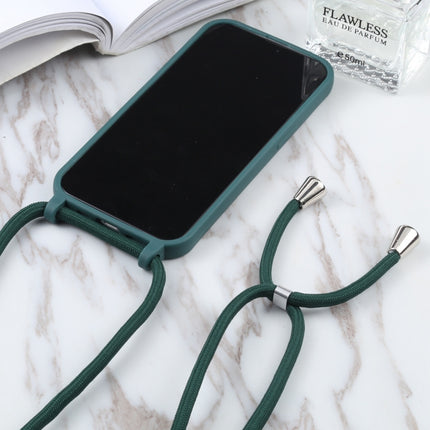 Candy Colors TPU Protective Case with Lanyard For iPhone 13 mini(Dark Green)-garmade.com