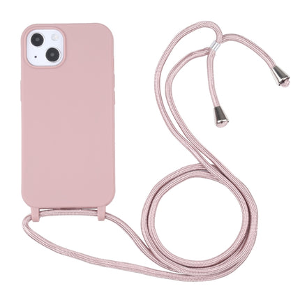 Candy Colors TPU Protective Case with Lanyard For iPhone 13 mini(Rose Gold)-garmade.com