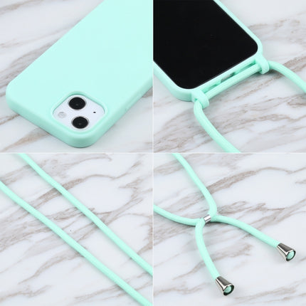 Candy Colors TPU Protective Case with Lanyard For iPhone 13 mini(Mint Green)-garmade.com