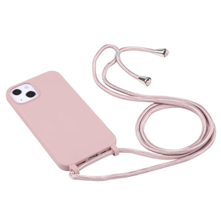 Candy Colors TPU Protective Case with Lanyard For iPhone 13(Rose Gold)-garmade.com