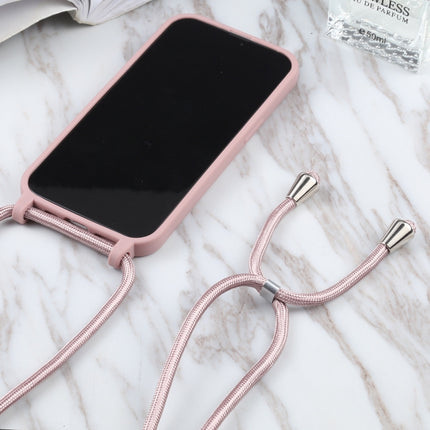 Candy Colors TPU Protective Case with Lanyard For iPhone 13(Rose Gold)-garmade.com