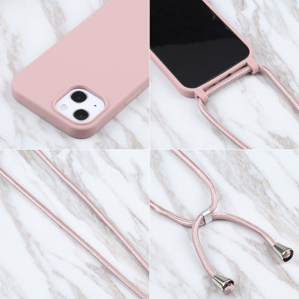 Candy Colors TPU Protective Case with Lanyard For iPhone 13(Rose Gold)-garmade.com