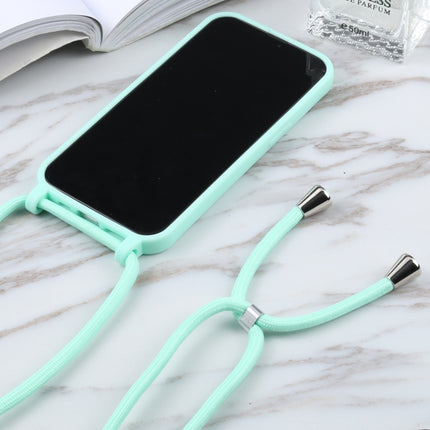 Candy Colors TPU Protective Case with Lanyard For iPhone 13(Mint Green)-garmade.com